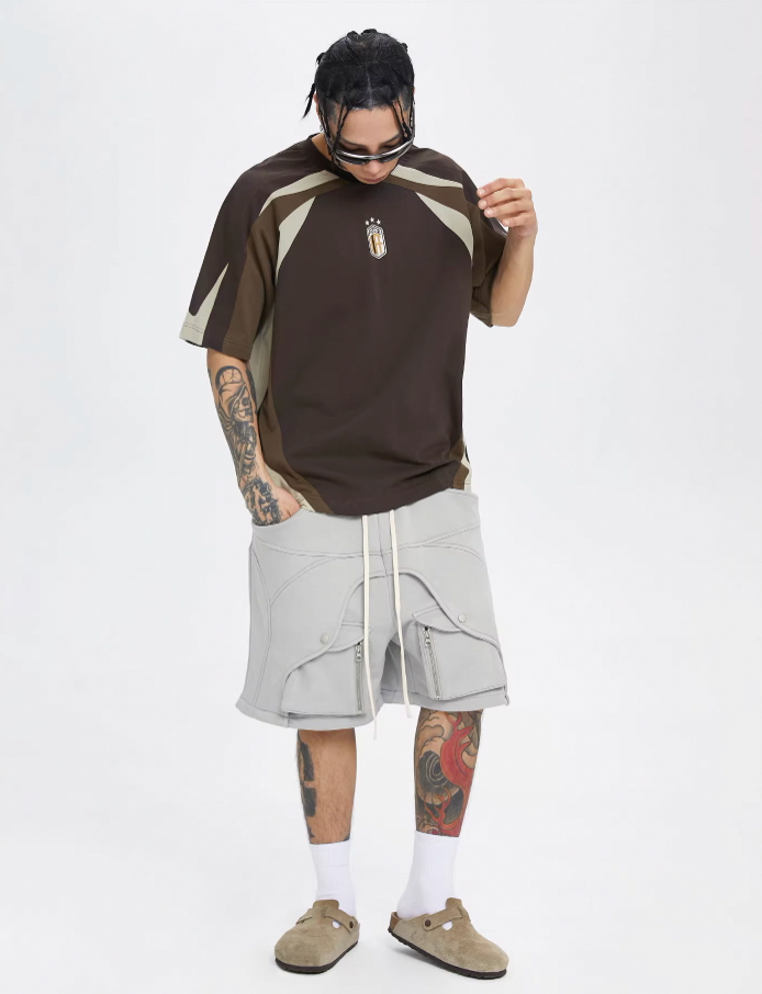 F2CE Deconstruction Stitching Contrast Color Printing Jersey Tee