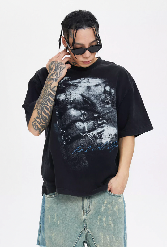 F2CE Heavy Washing Old Vintage Crush Printed Tee