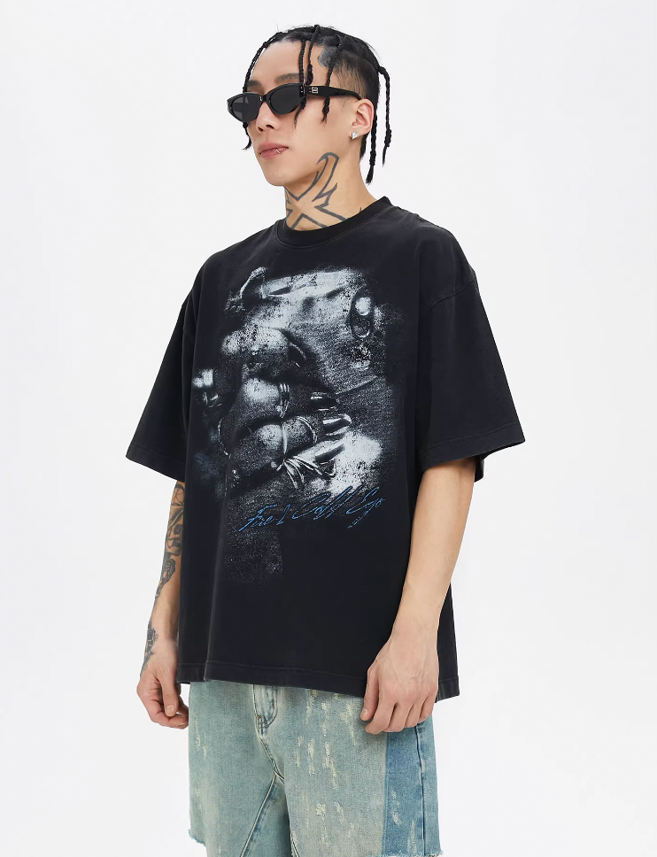 F2CE Heavy Washing Old Vintage Crush Printed Tee