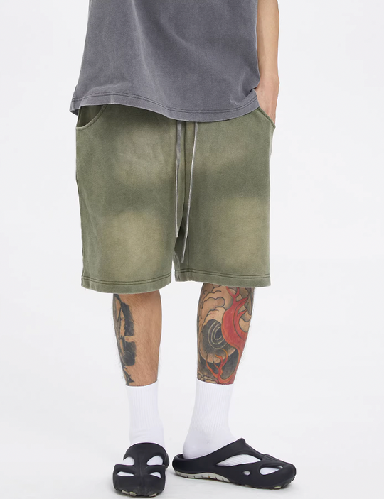 F2CE Gradient Distressed Basic Dirty Sweat Shorts