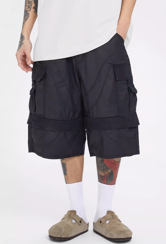 F2CE Brush Wax Coated Multi Pocket Work Cargo Shorts