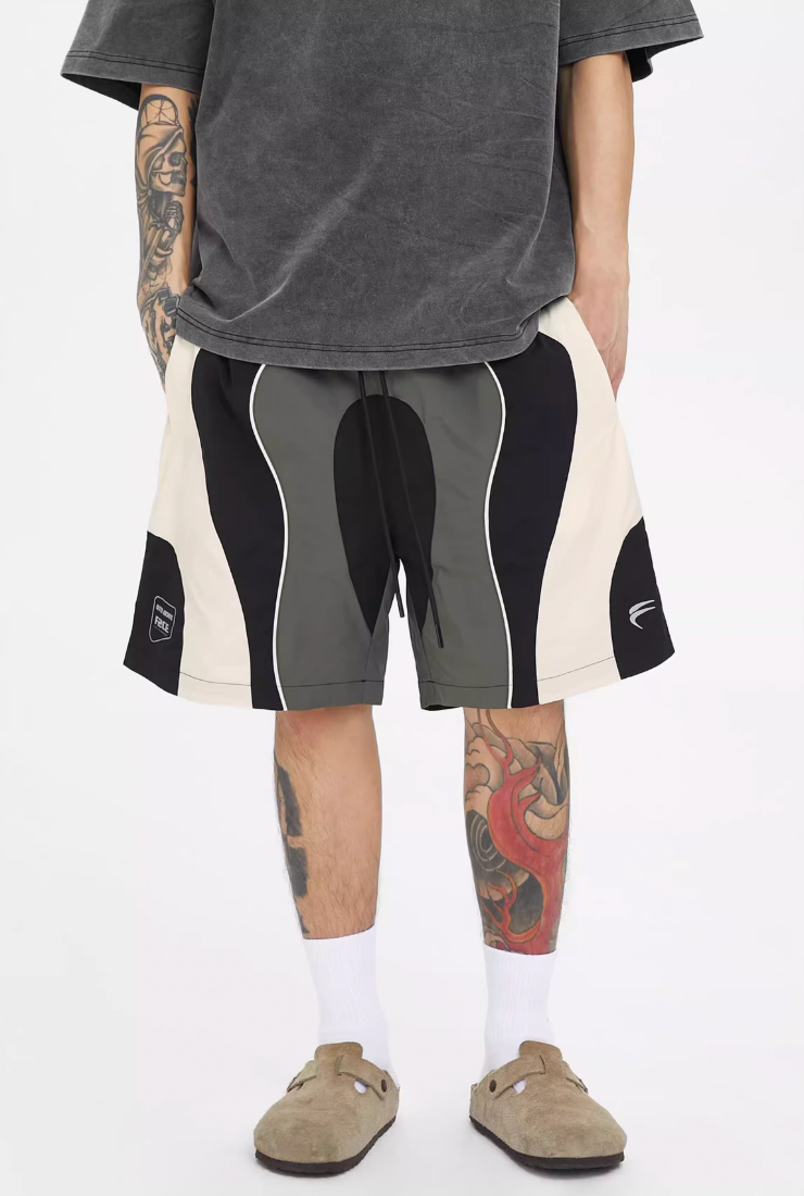 F2CE Stitching Contrast Color Nylon Basketball Shorts