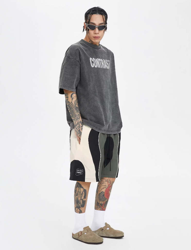 F2CE Stitching Contrast Color Nylon Basketball Shorts