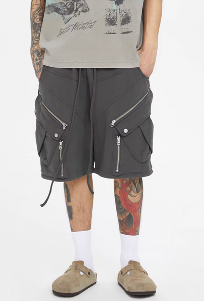 F2CE Multi-Pocket Zipper Tactical Cargo Sweat Shorts