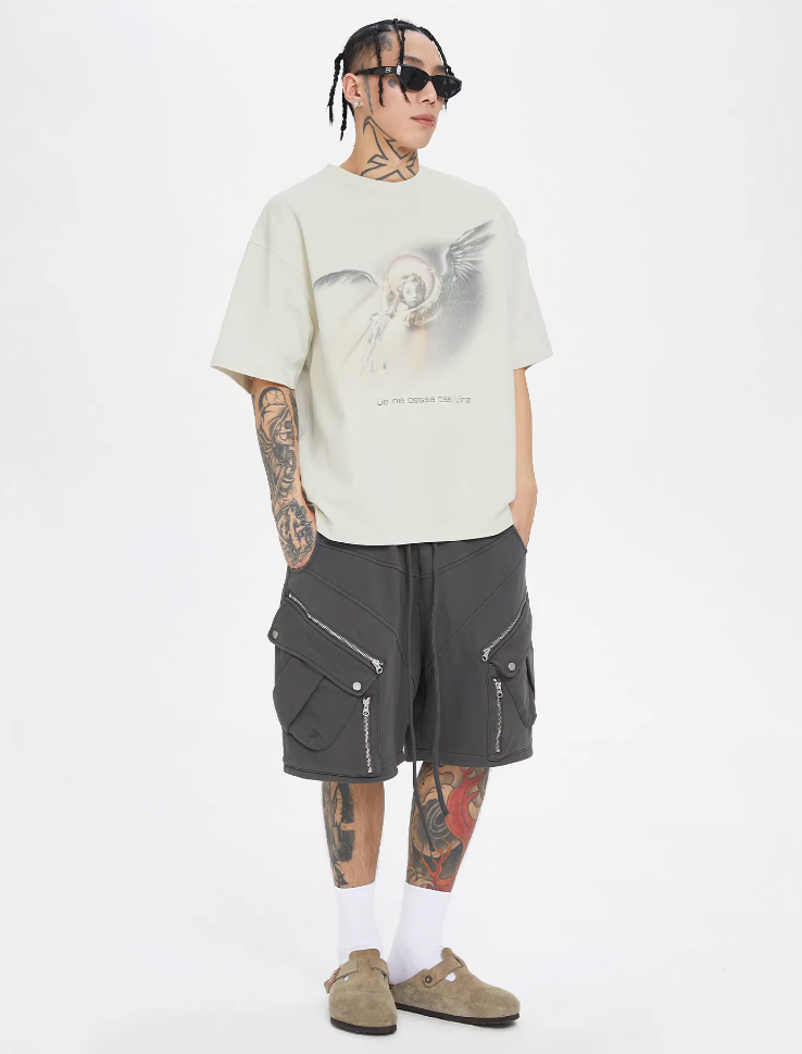 F2CE Multi-Pocket Zipper Tactical Cargo Sweat Shorts