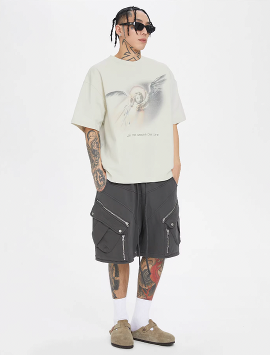 F2CE Multi-Pocket Zipper Tactical Cargo Sweat Shorts