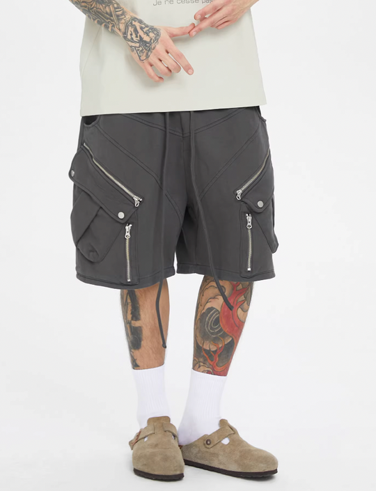 F2CE Multi-Pocket Zipper Tactical Cargo Sweat Shorts