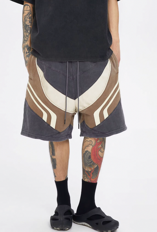 F2CE Distressed Stitching Contrast Sweat Shorts