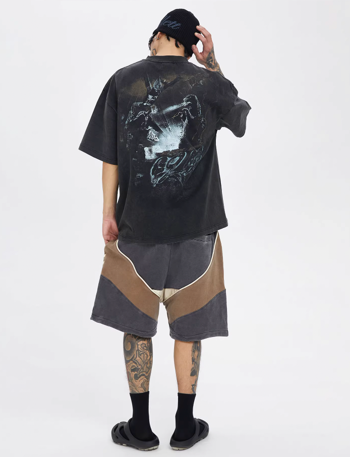 F2CE Distressed Stitching Contrast Sweat Shorts