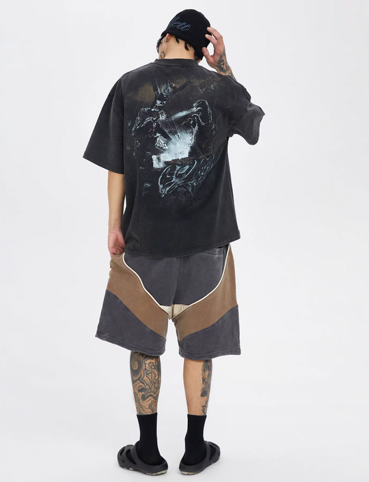 F2CE Distressed Stitching Contrast Sweat Shorts