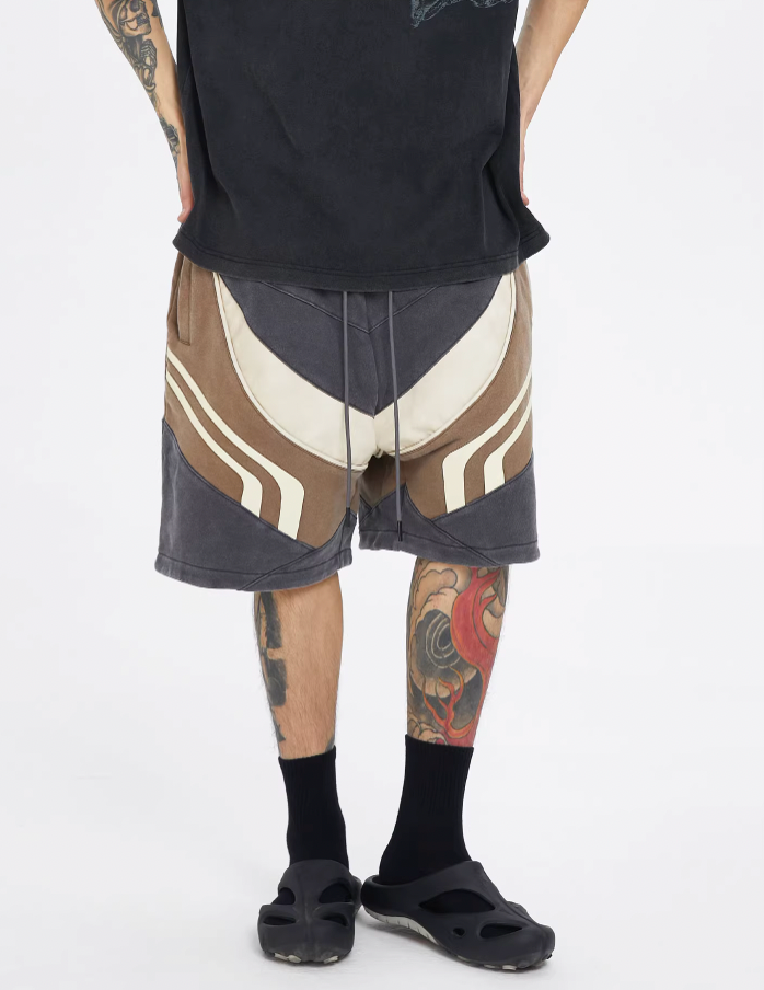 F2CE Distressed Stitching Contrast Sweat Shorts
