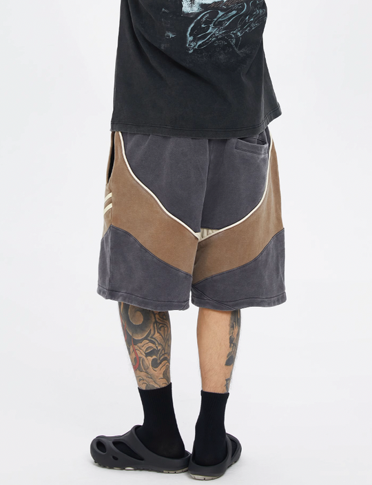 F2CE Distressed Stitching Contrast Sweat Shorts