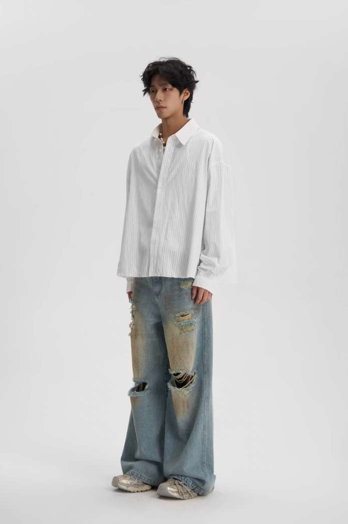 JHYQ Hot Diamond Striped Long Sleeved Shirt