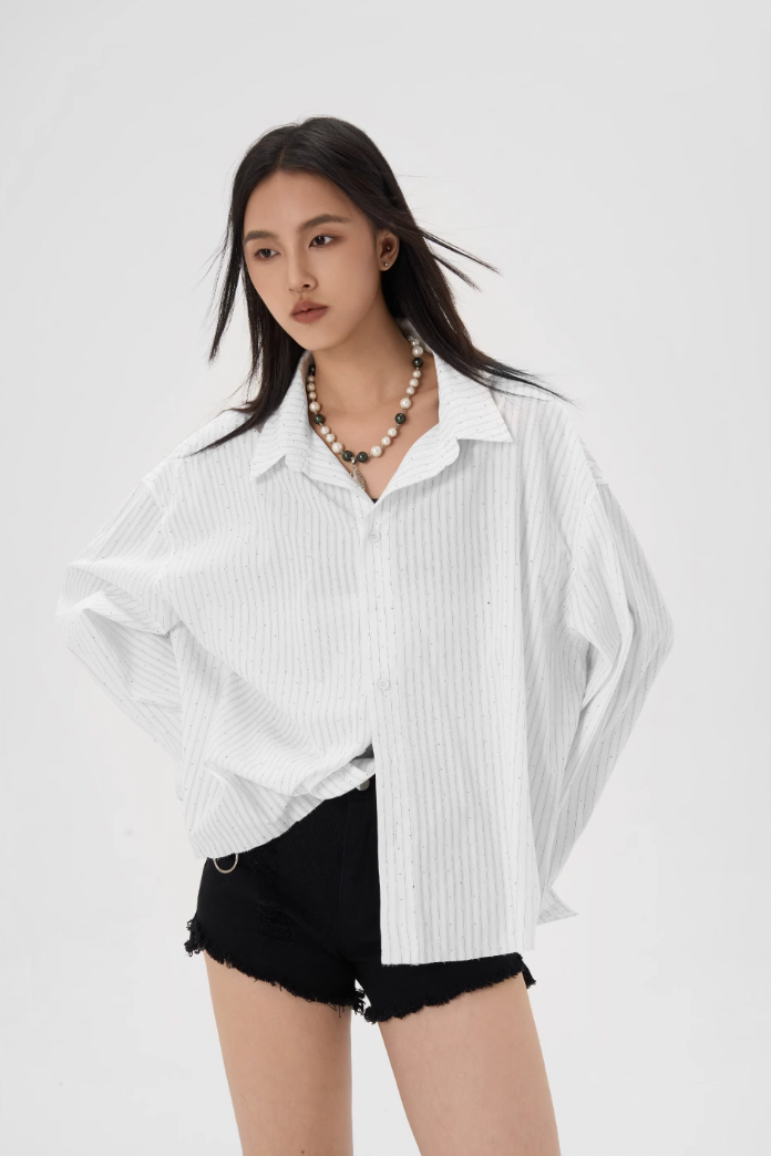JHYQ Hot Diamond Striped Long Sleeved Shirt
