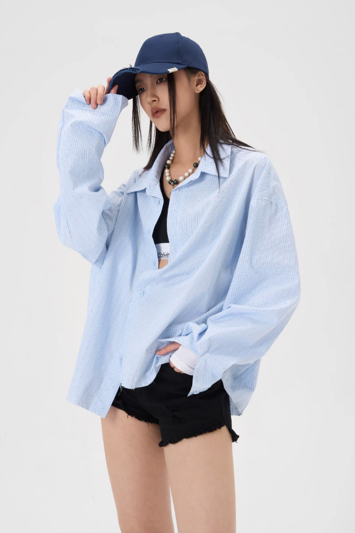 JHYQ Hot Diamond Striped Long Sleeved Shirt