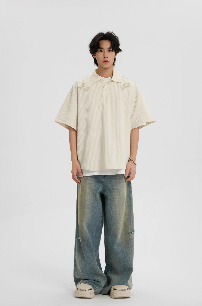 JHYQ Beaded Embroidery Short Sleeved Polo