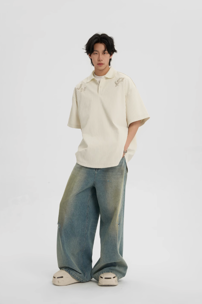 JHYQ Beaded Embroidery Short Sleeved Polo