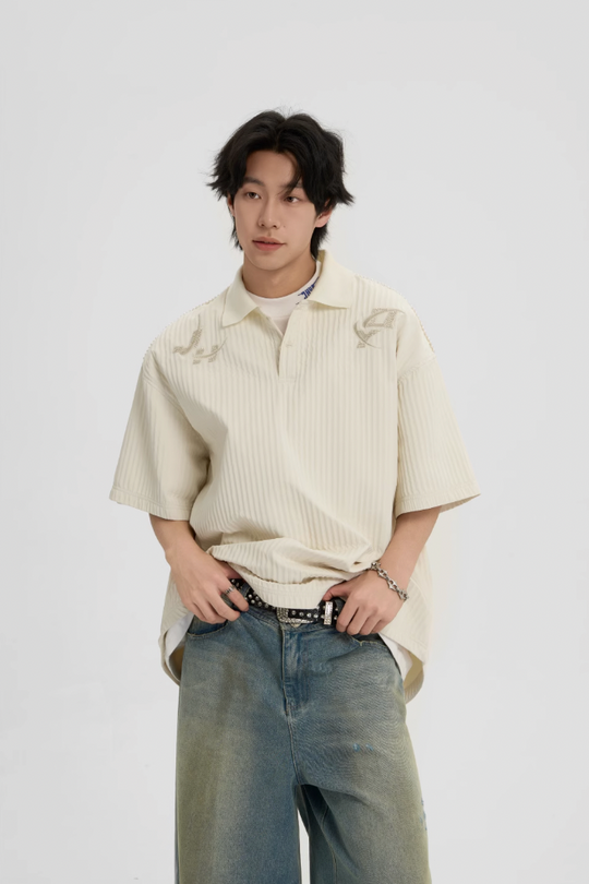 JHYQ Beaded Embroidery Short Sleeved Polo