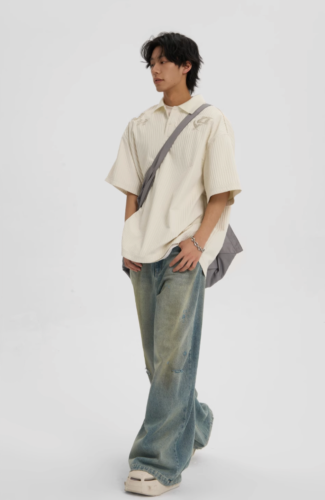 JHYQ Beaded Embroidery Short Sleeved Polo