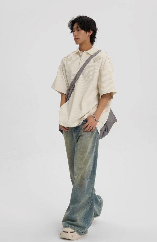 JHYQ Beaded Embroidery Short Sleeved Polo