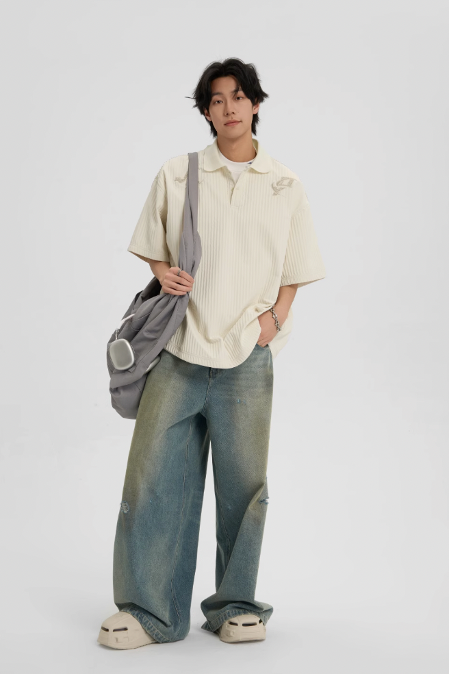 JHYQ Beaded Embroidery Short Sleeved Polo