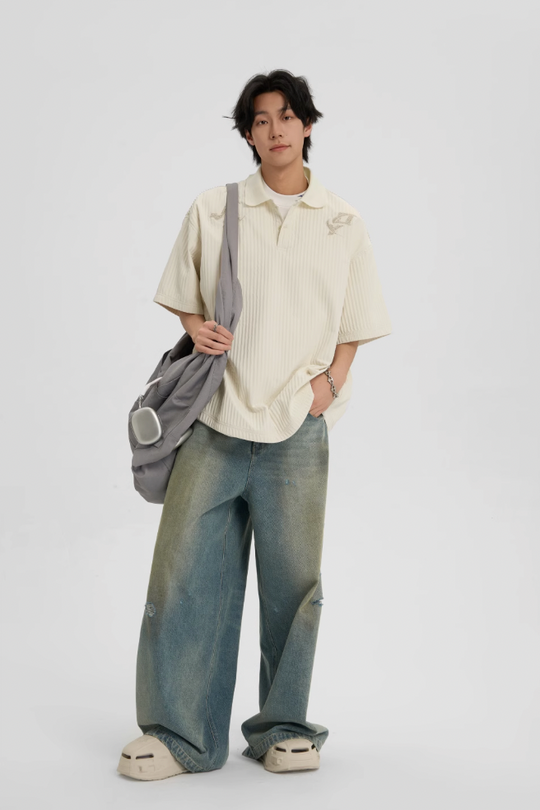 JHYQ Beaded Embroidery Short Sleeved Polo