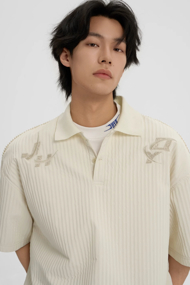 JHYQ Beaded Embroidery Short Sleeved Polo