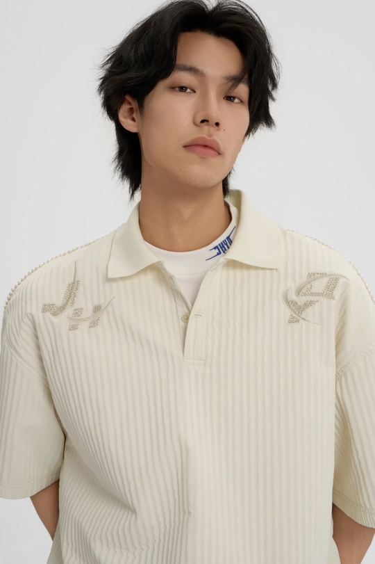 JHYQ Beaded Embroidery Short Sleeved Polo