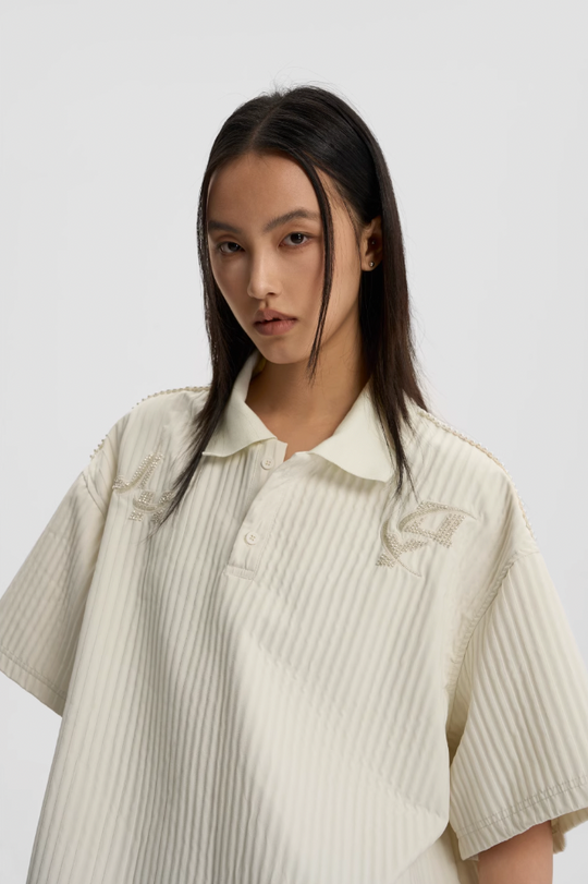 JHYQ Beaded Embroidery Short Sleeved Polo