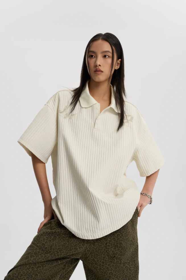 JHYQ Beaded Embroidery Short Sleeved Polo