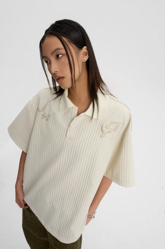 JHYQ Beaded Embroidery Short Sleeved Polo