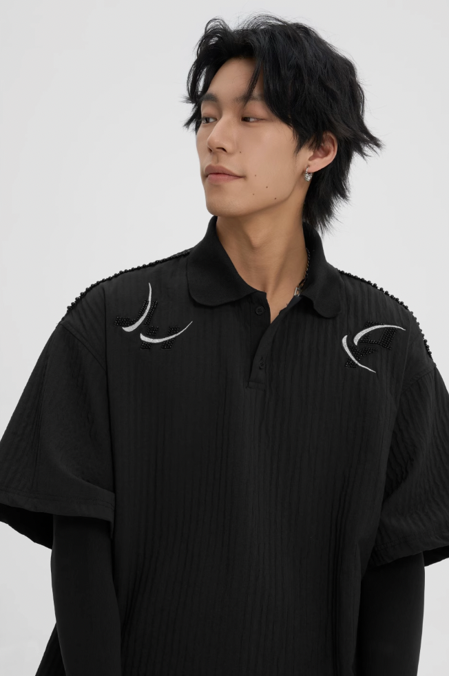 JHYQ Beaded Embroidery Short Sleeved Polo