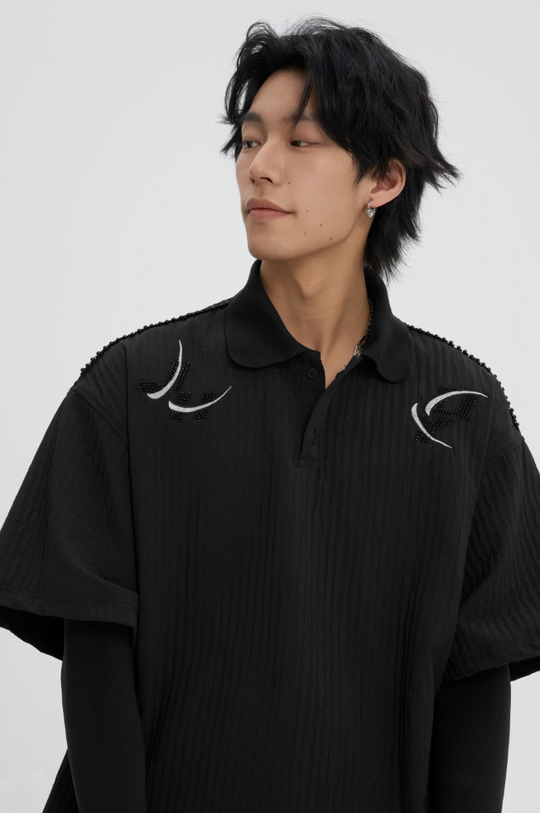 JHYQ Beaded Embroidery Short Sleeved Polo