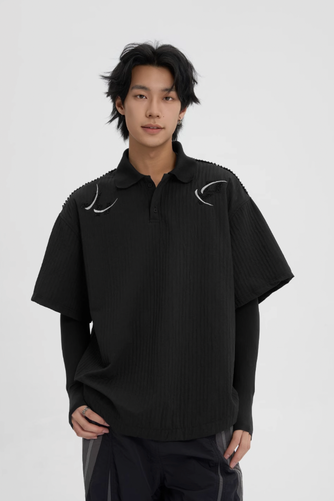 JHYQ Beaded Embroidery Short Sleeved Polo