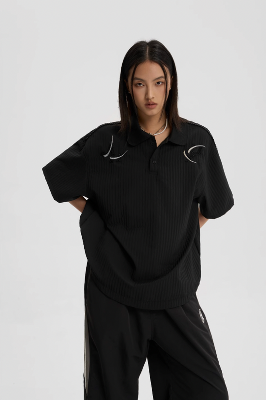 JHYQ Beaded Embroidery Short Sleeved Polo