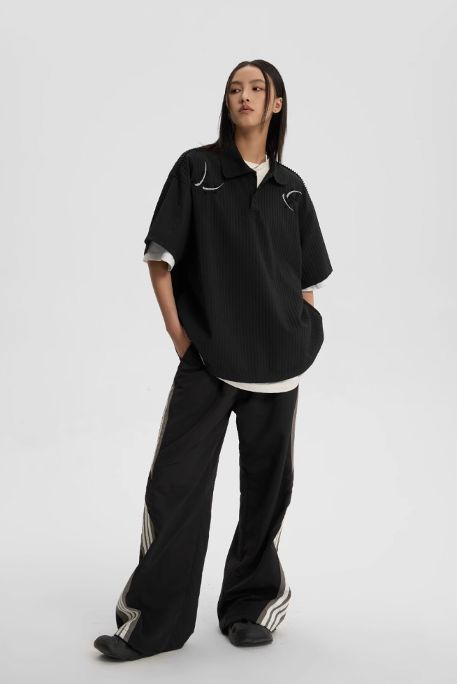 JHYQ Beaded Embroidery Short Sleeved Polo