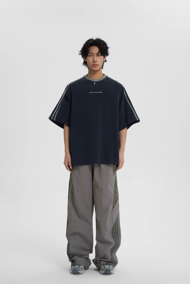 JHYQ Beaded Neck Striped Tee