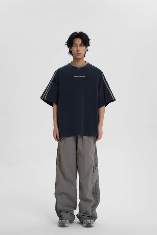 JHYQ Beaded Neck Striped Tee