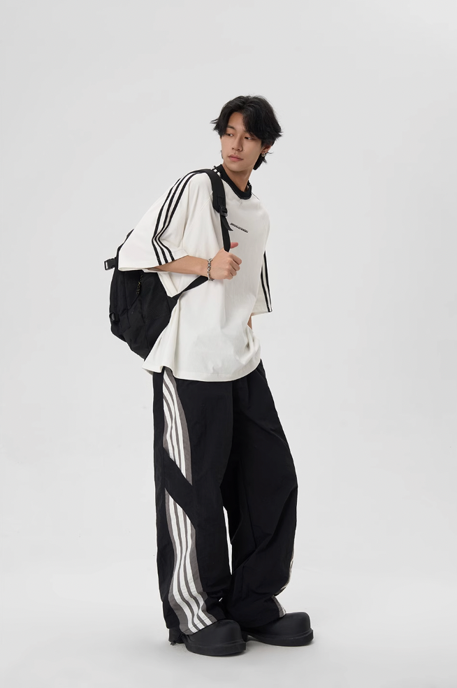 JHYQ Beaded Neck Striped Tee