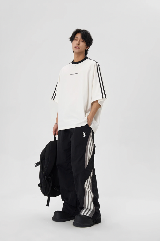 JHYQ Beaded Neck Striped Tee