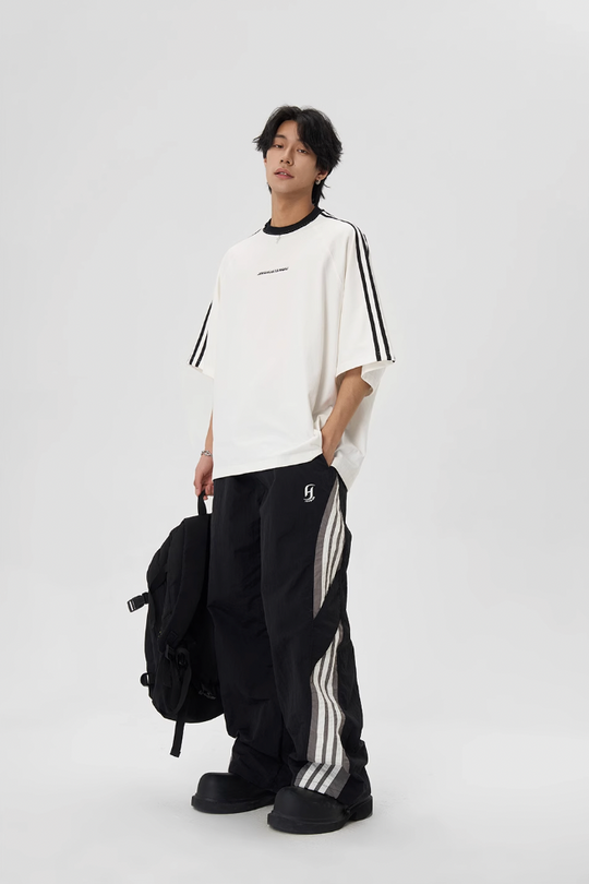 JHYQ Beaded Neck Striped Tee