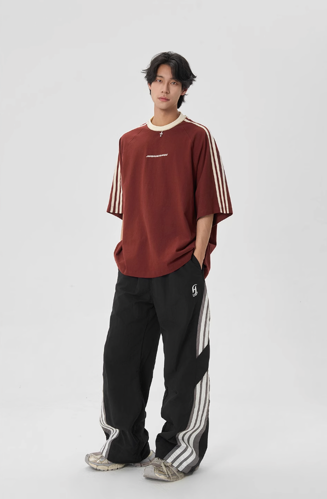 JHYQ Beaded Neck Striped Tee