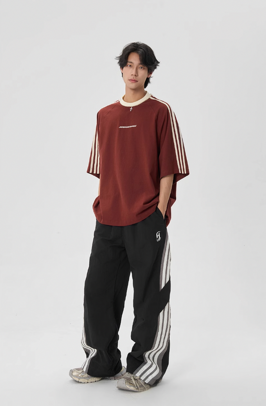 JHYQ Beaded Neck Striped Tee