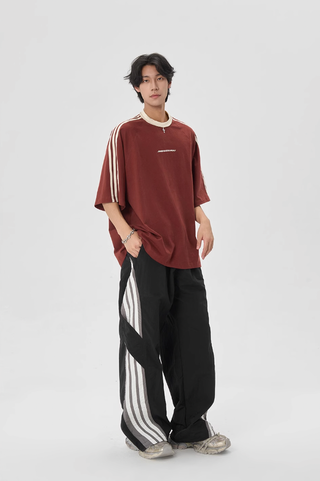 JHYQ Beaded Neck Striped Tee