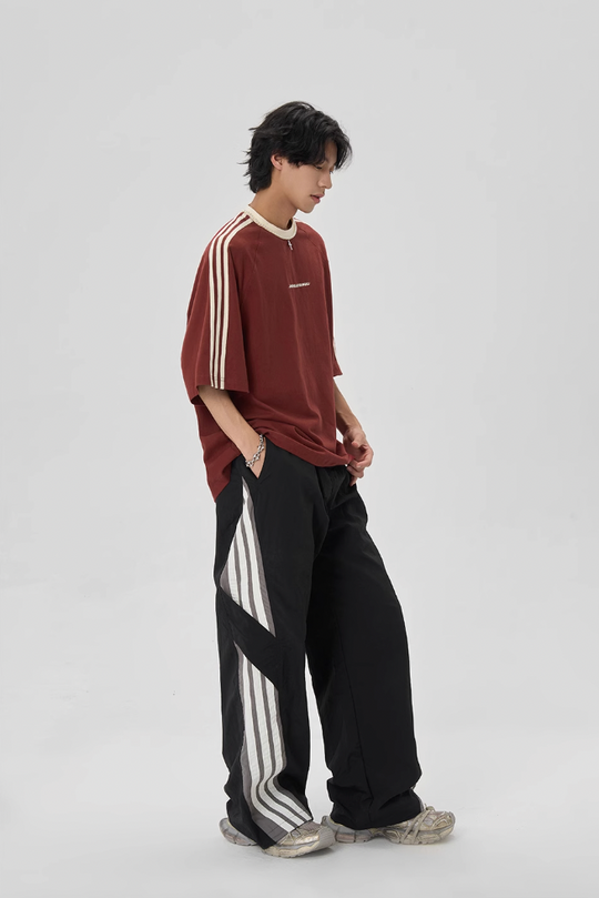 JHYQ Beaded Neck Striped Tee