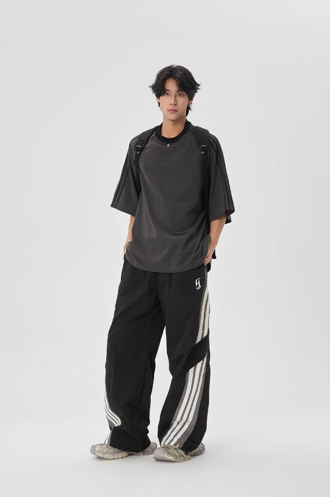 JHYQ Beaded Neck Striped Tee