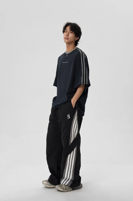 JHYQ Beaded Neck Striped Tee