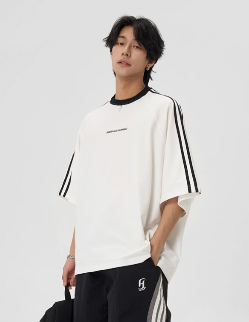 JHYQ Beaded Neck Striped Tee