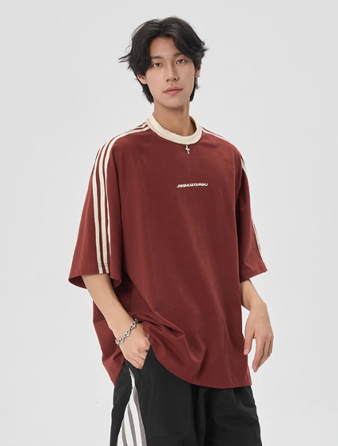 JHYQ Beaded Neck Striped Tee