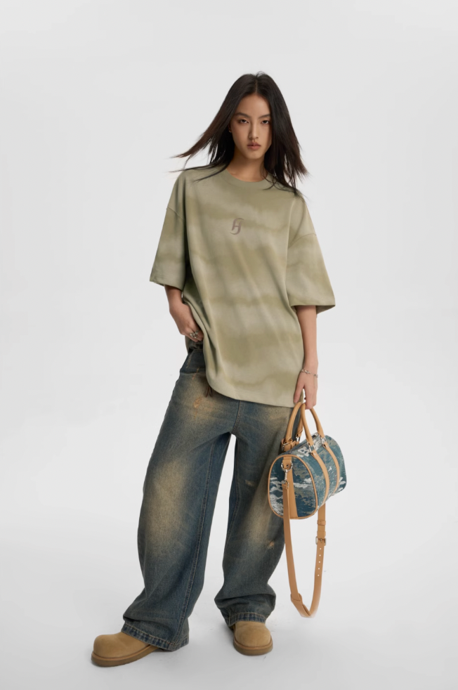 JHYQ Wave Tie Dye Logo Tee